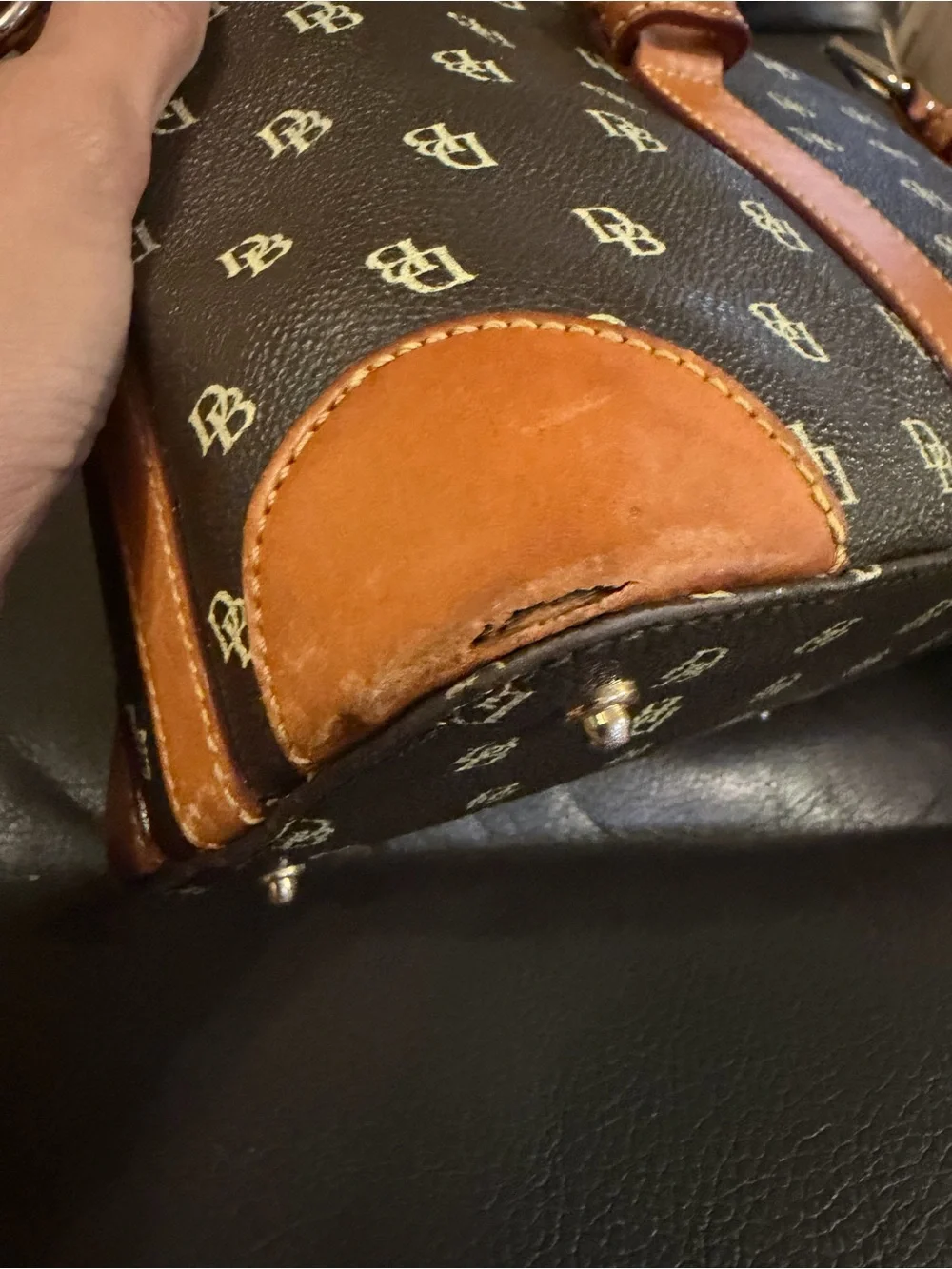 Dooney & Bourke Signature Satchel With Monogram Logo